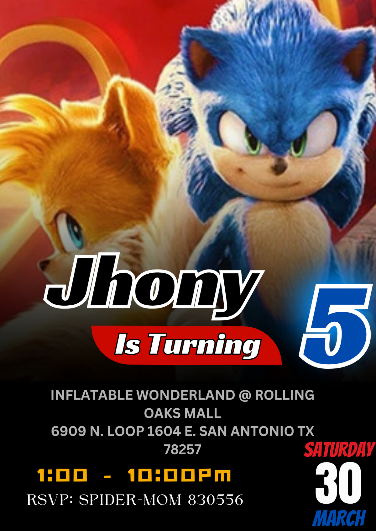 Exciting Sonic The Hedgehog Digital Birthday Invitation - Customize Sonic Theme Digital Invite
