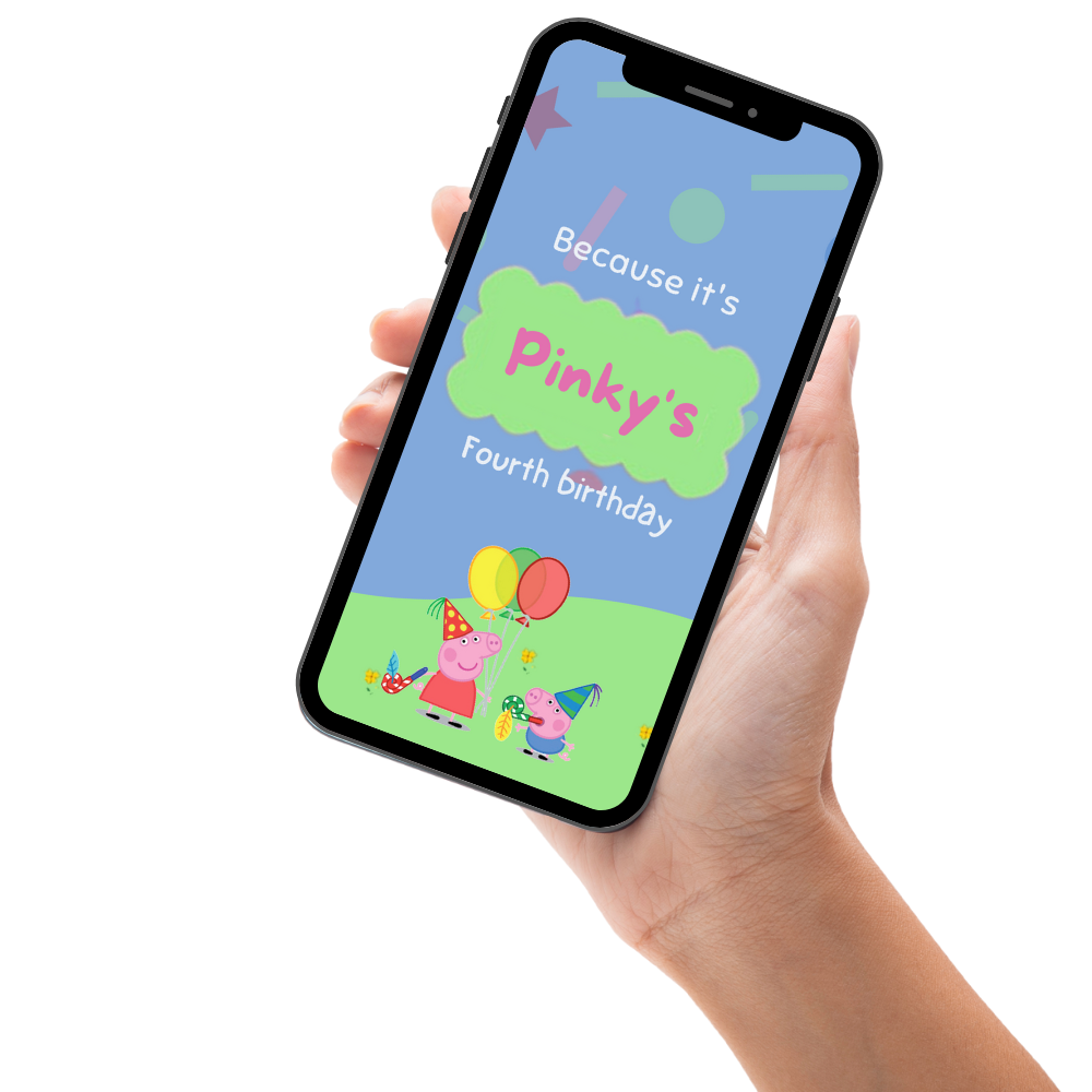 Peppa Pig Birthday Video Invitation – Personalized Animated Peppa Pig Party Digital Invite