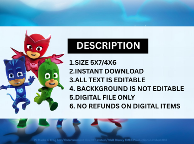 PJ Masks Themed Birthday Digital Invitation - Custom Party Invite for Kids