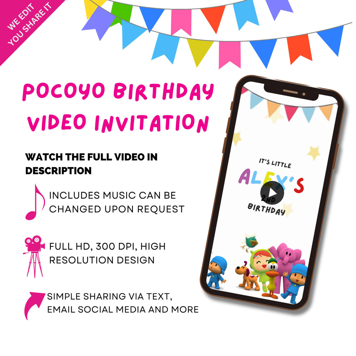 Pocoyo Birthday Party Digital Invitation – Animated Video Invite for Kids
