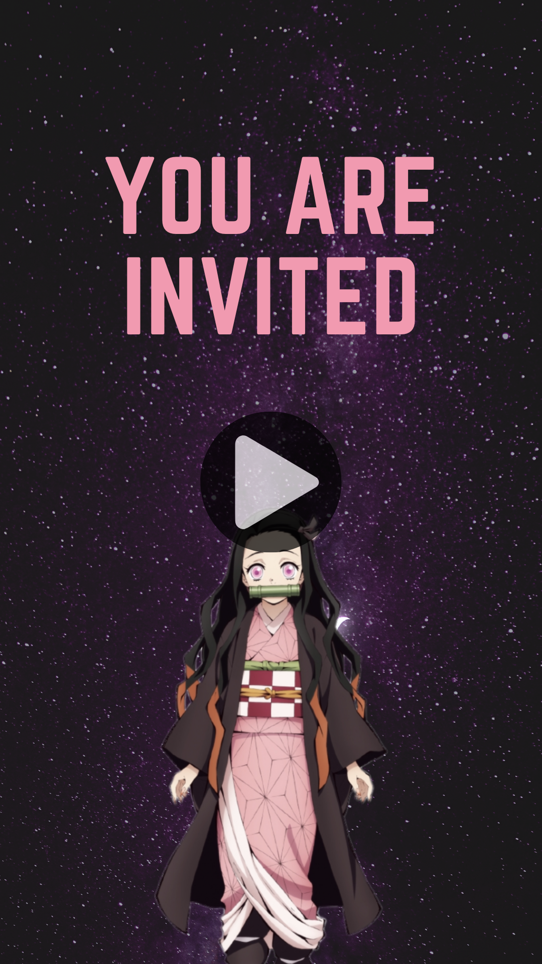 Nezuko-Inspired Birthday Video Invitation – Animated Demon Slayer Theme Digital Invite