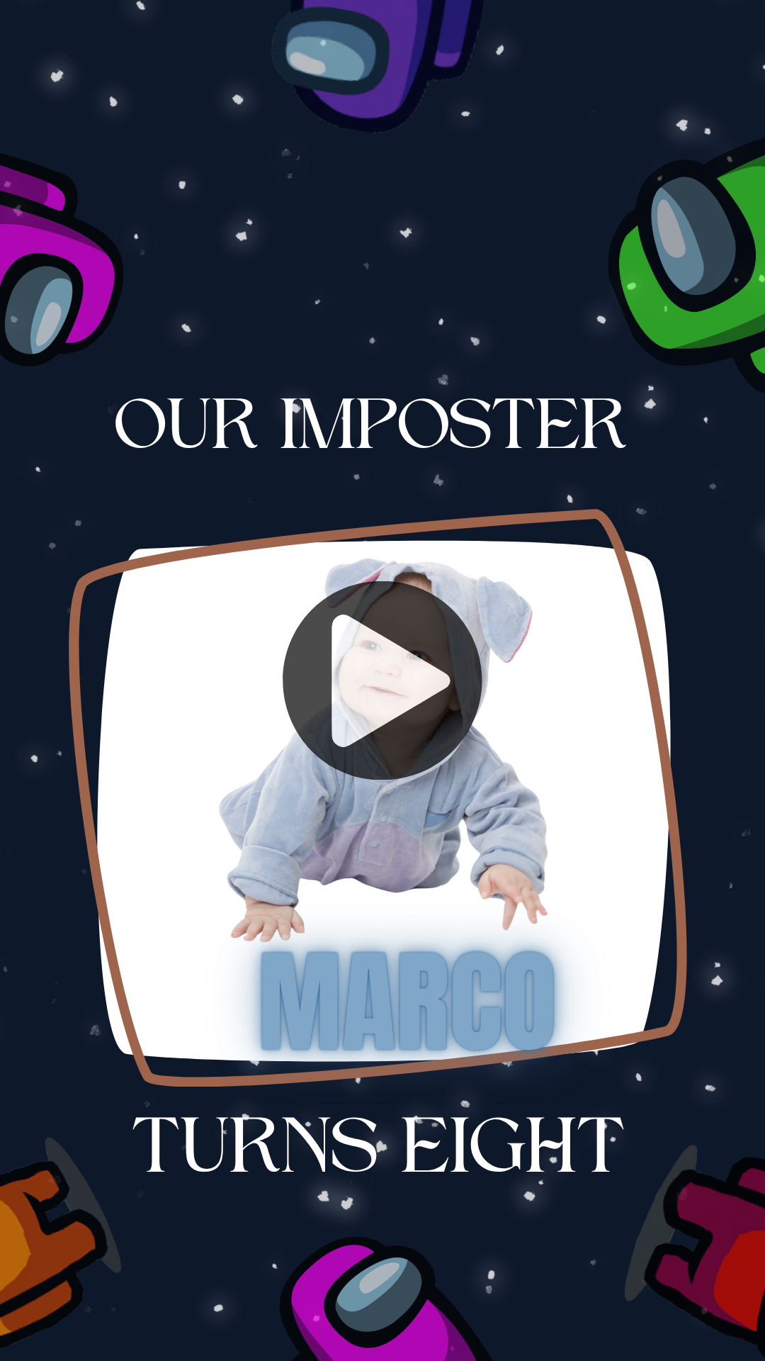 Animated Among Us Birthday Video Invitation – Customizable Theme Party Digital Invite