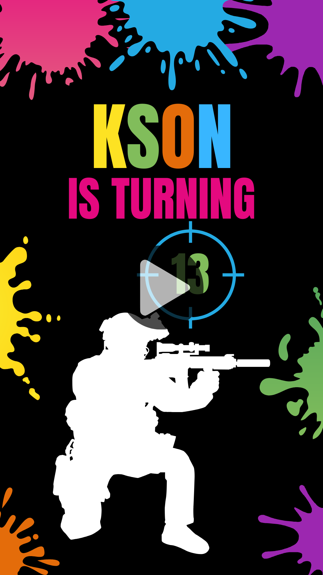 Paintball Theme Kids Party Video Invitation – Personalized Action Filled Birthday Video Invite