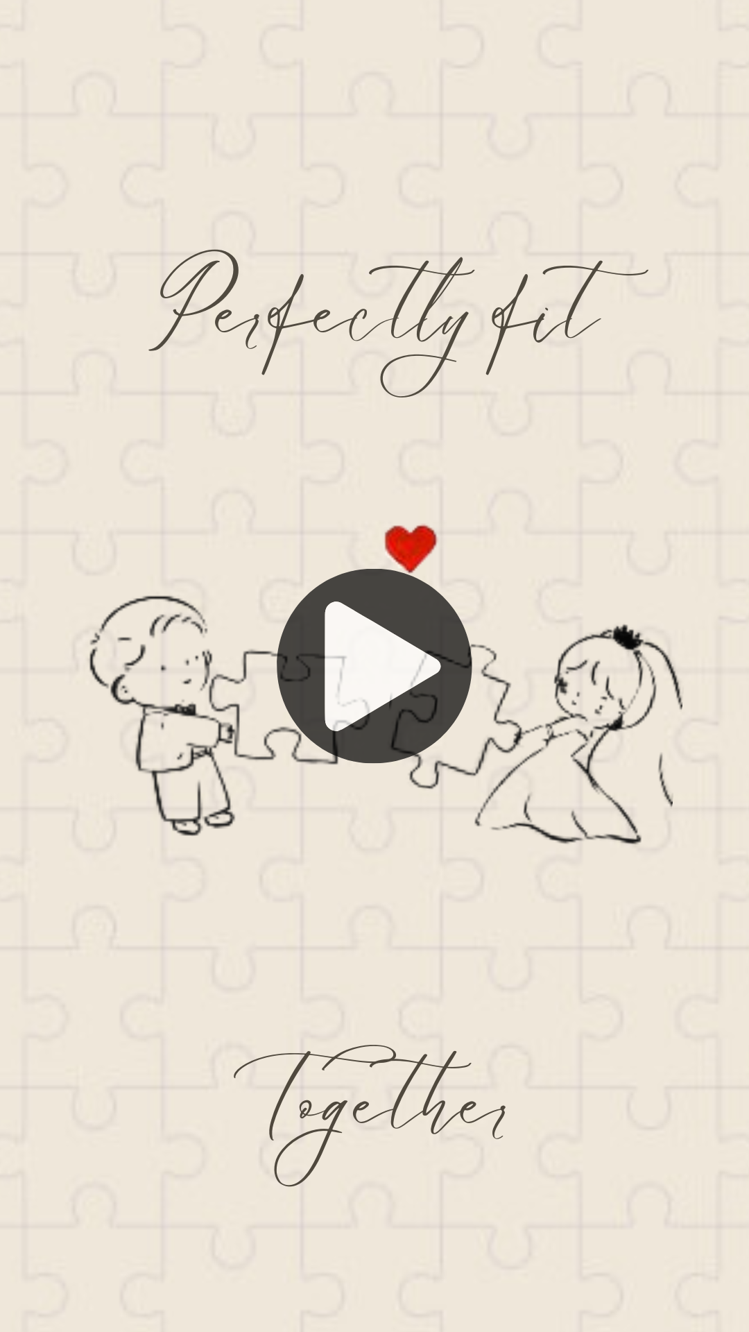 Puzzle Wedding Perfectly Fit Together Video Invitation - Puzzle Theme Wedding Digital Invite