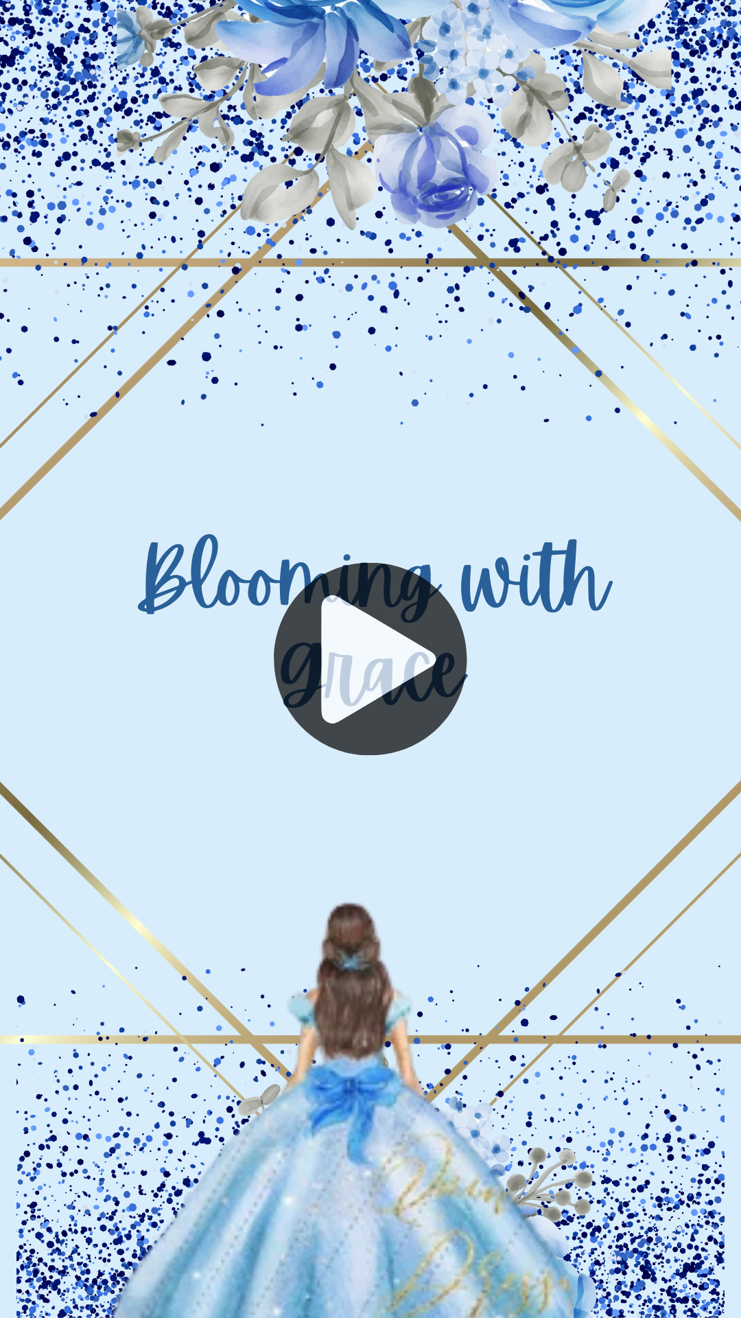 Quinceanera Cinderella Theme Party Digital Invitation – Elegant Animated Princess Video Invite