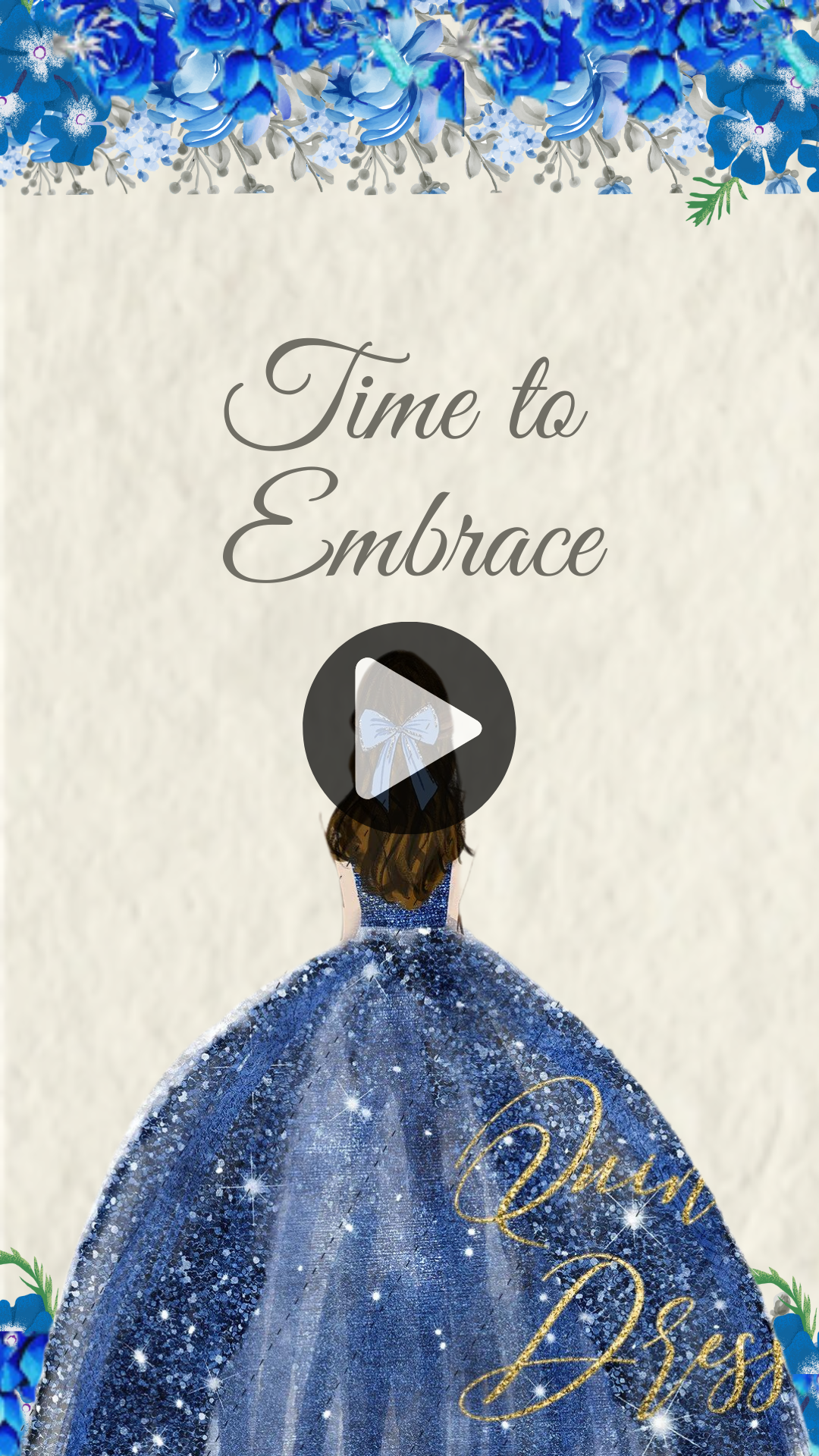Quinceañera Royal Blue Theme Digital Party Invitation – Elegant Animated Video Invite