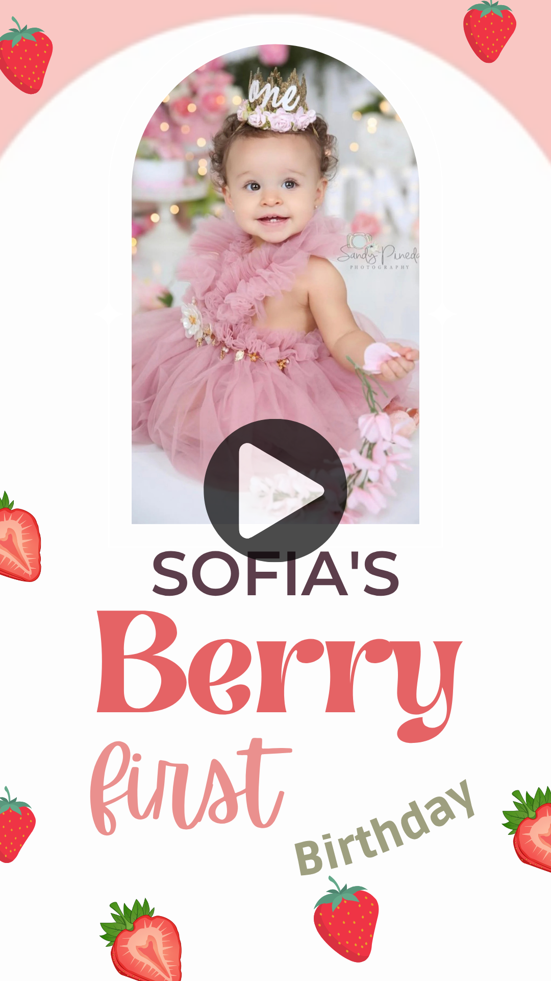 Strawberry Theme Birthday Video Invitation – Sweet & Fun Animated Party Digital Invite for Kids
