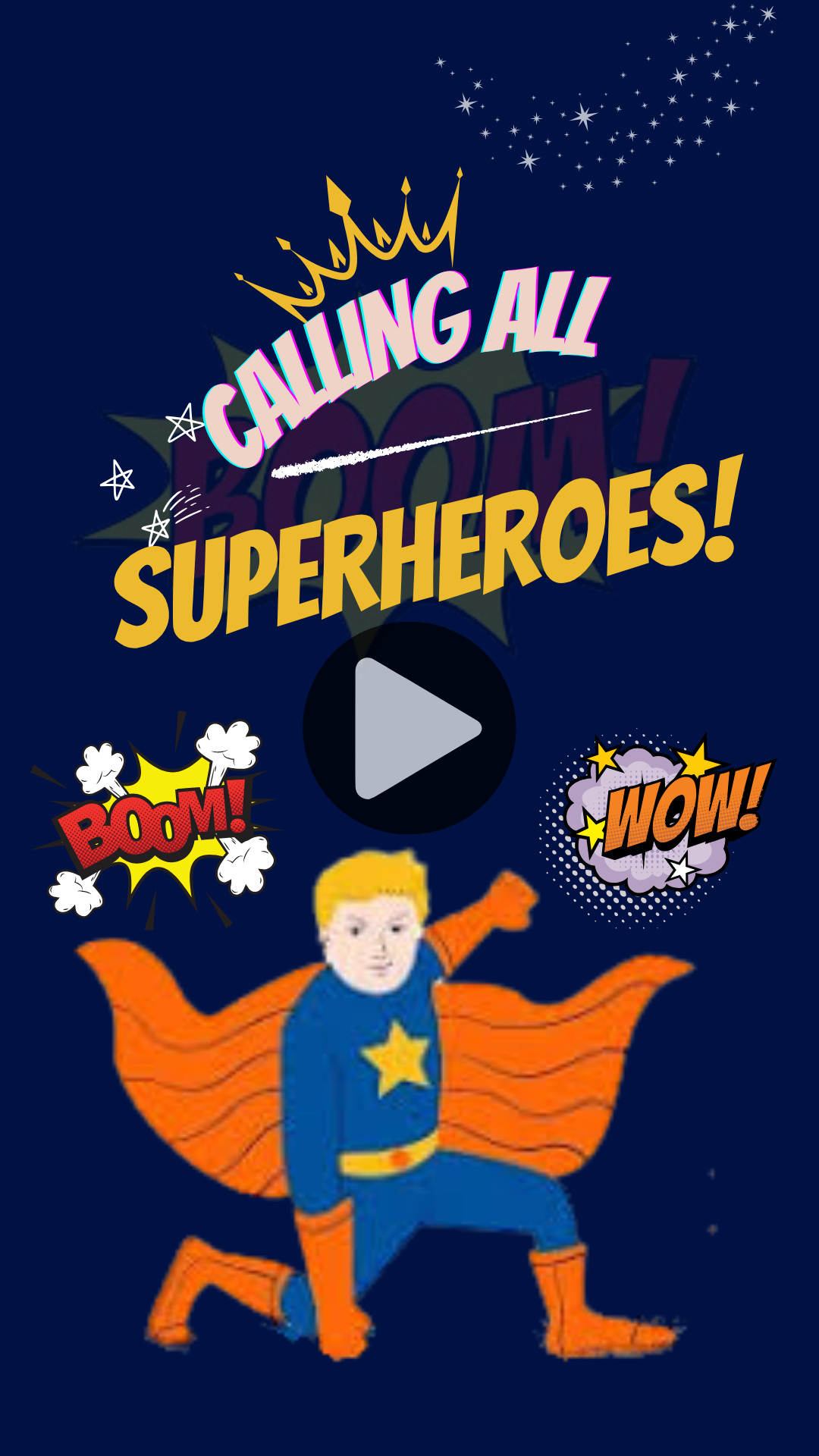 Animated Baby Superhero Birthday Video Invitation - Fun & Action Party Digital Invite