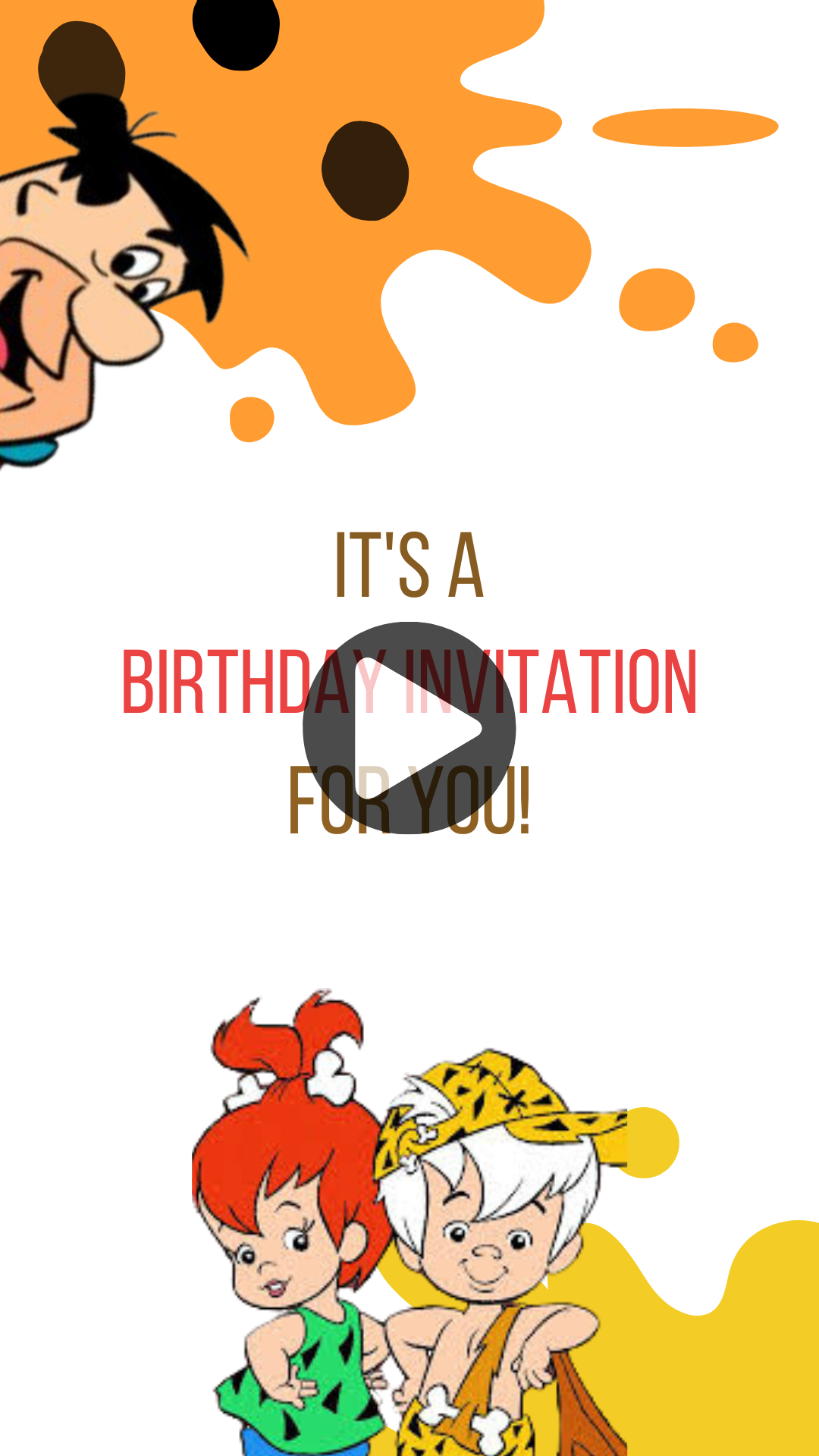 Yabba Dabba Doo Bam Bam Theme Birthday Video Invitation- Animated yabba dabba Video Invite