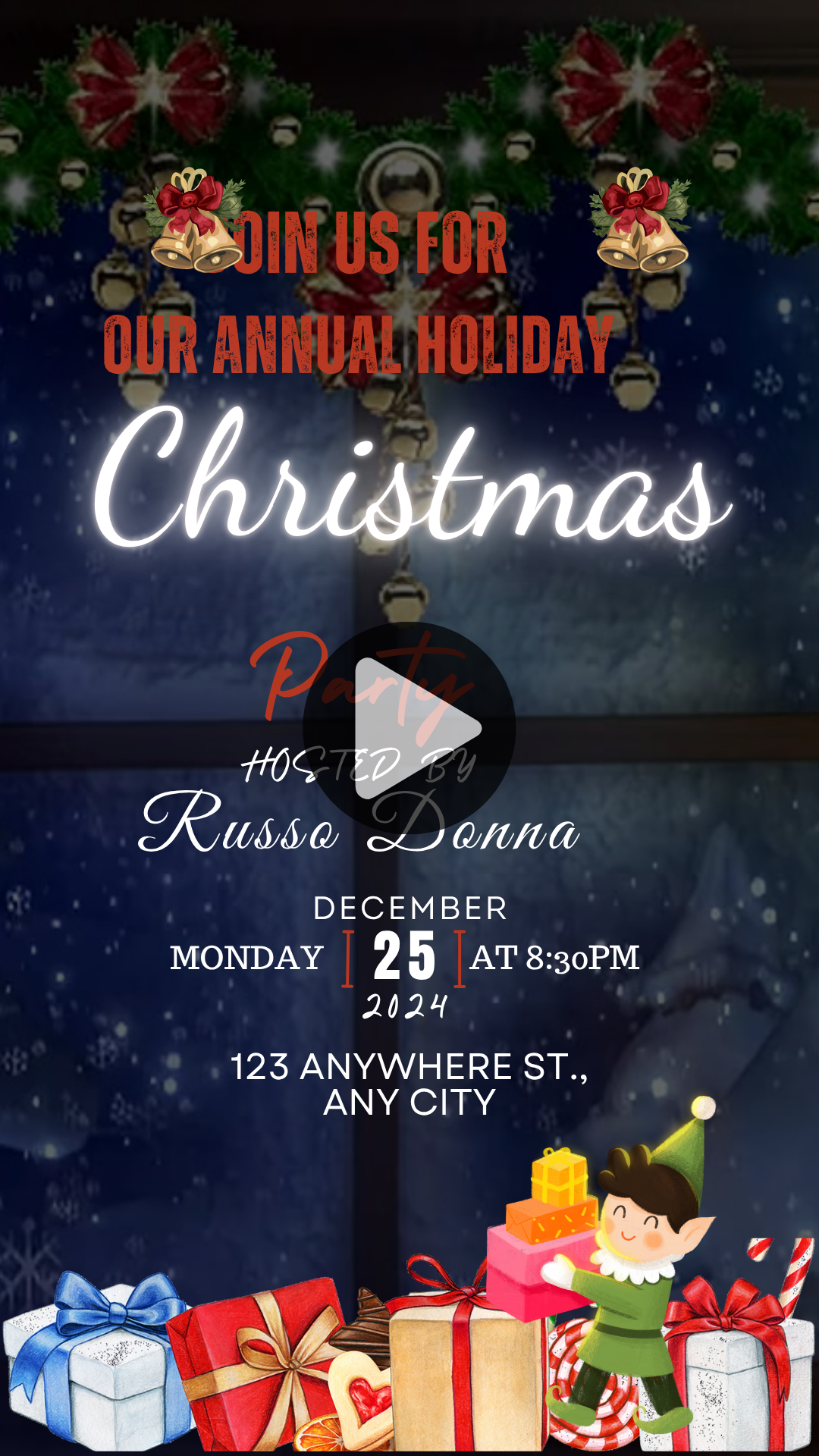 Animated Christmas Party Video Invitation – Festive Holiday Video Invite