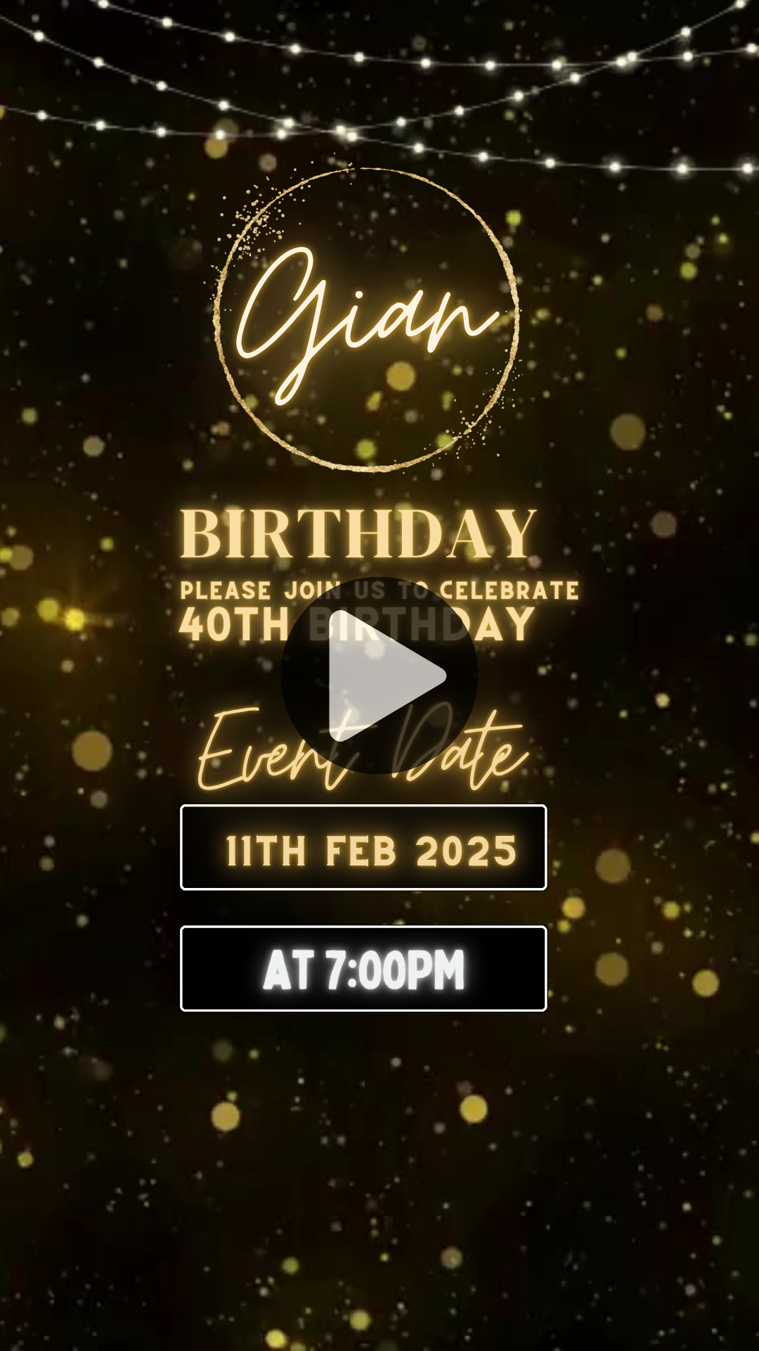 40th Birthday Video Invitation – Animated Digital Invite for a Stylish Milestone Celebration