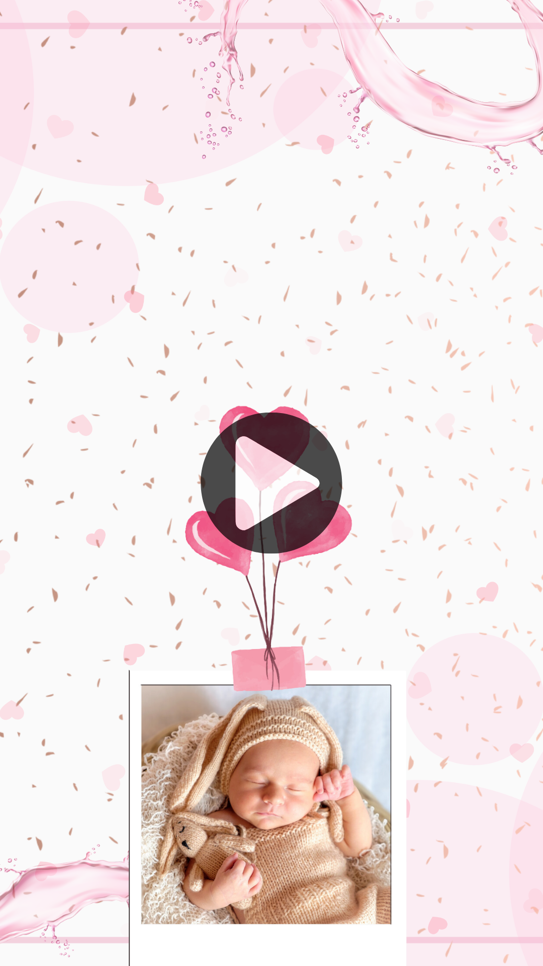 Elegant 1st Birthday Video Invitation – Pink & Gold Princess Theme Digital Invite for Girls