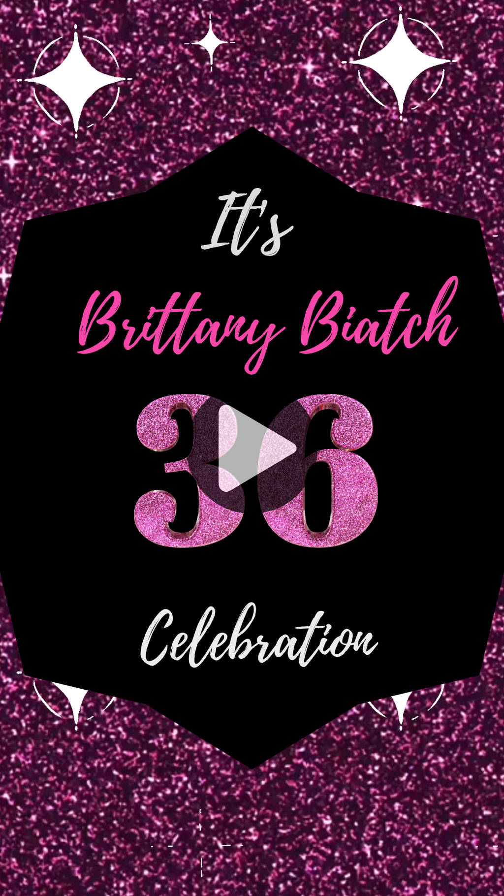 Hot Pink Glitter Theme Birthday Video Invitation - Pink Glitter Theme Digital party Invite