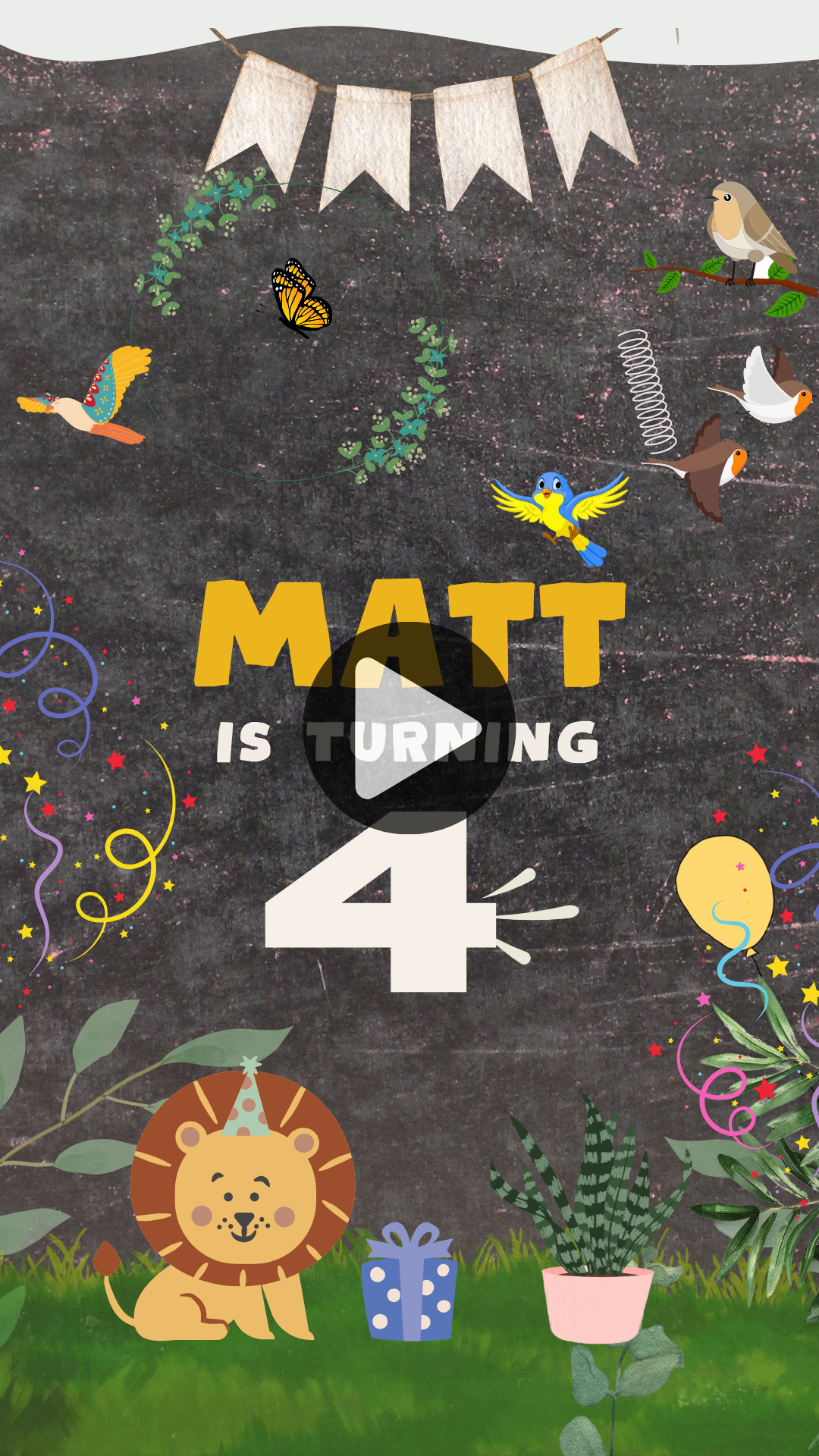 Roar into the Party! Jungle Safari Animated Birthday Video Invitation – Customized Video Invites