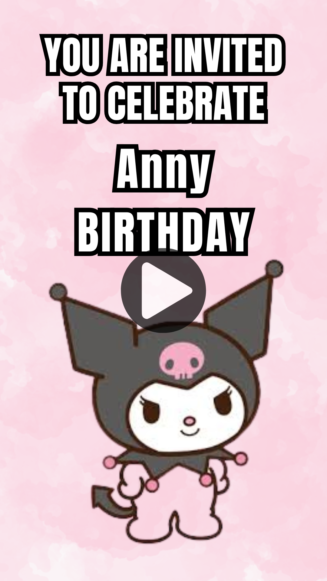 Trendy & Cute Kuromi Video Birthday Invitation – Animated Fun for a Day to Remember