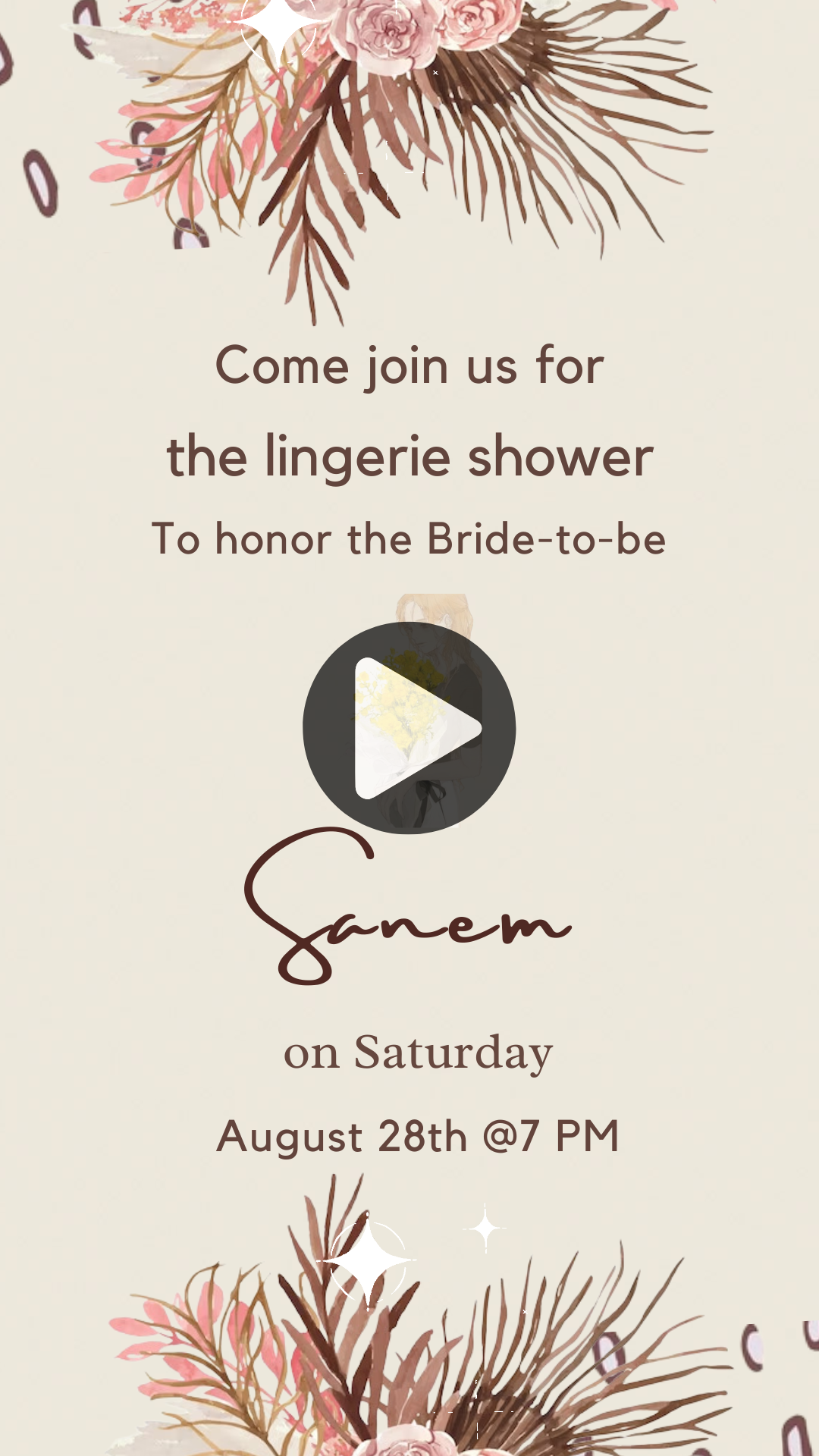 Boho Llama Bridal Shower Digital Invitation - Bohemian Bride to Be Animated Video Invitation