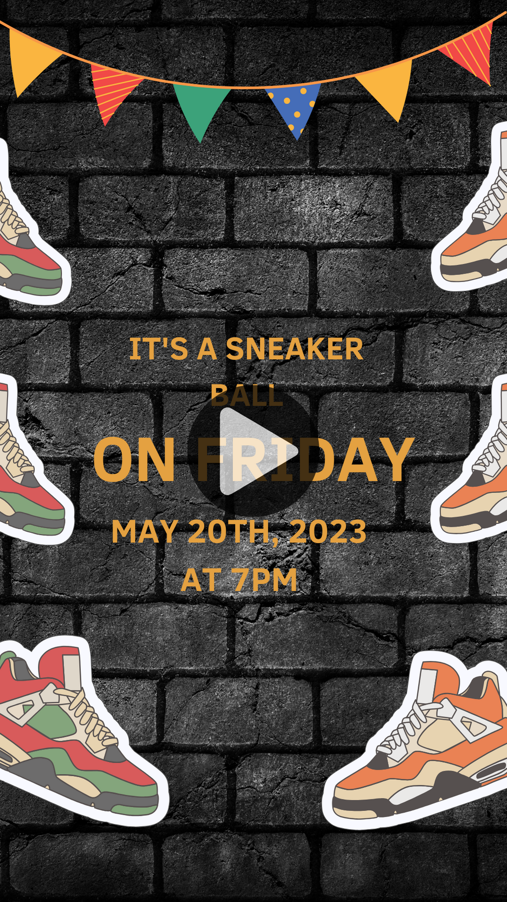 Multi Color Sneaker Ball Birthday Video Invitation - Sneaker Theme Birthday Party Video Invite