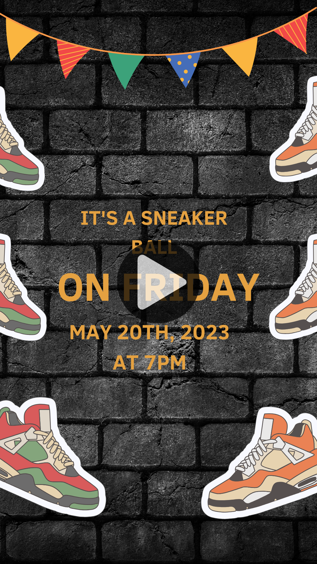 Multi Color Sneaker Ball Birthday Video Invitation - Sneaker Theme Birthday Party Video Invite