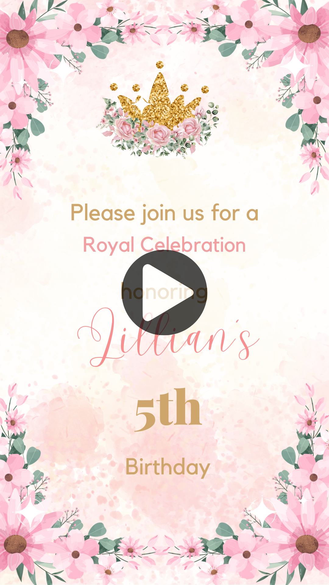 Royal Five Birthday Video Invite – Custom Animated Party Invitation