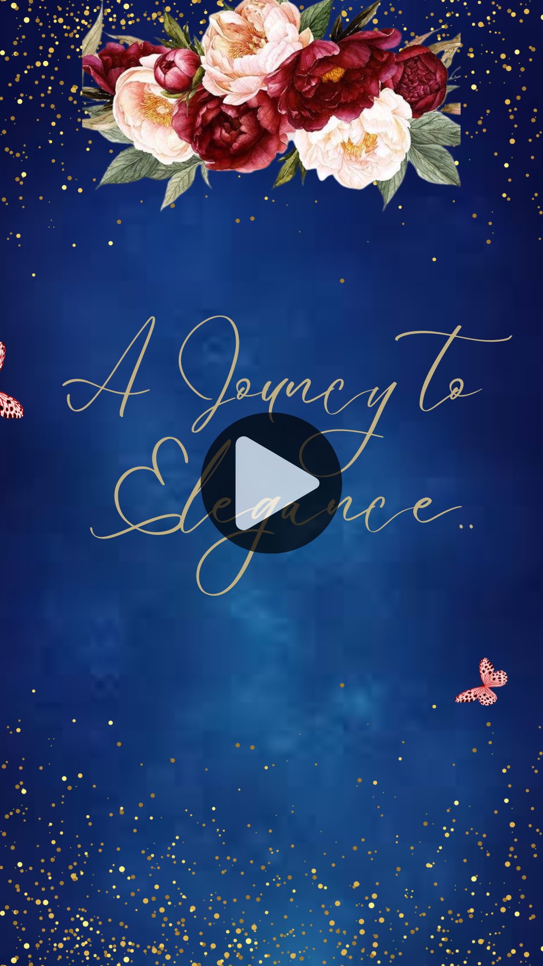 Royal Blue & Burgundy Floral Quinceañera Video Invitation - Elegant Quince Años Digital Invite