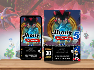 Exciting Sonic The Hedgehog Digital Birthday Invitation - Customize Sonic Theme Digital Invite