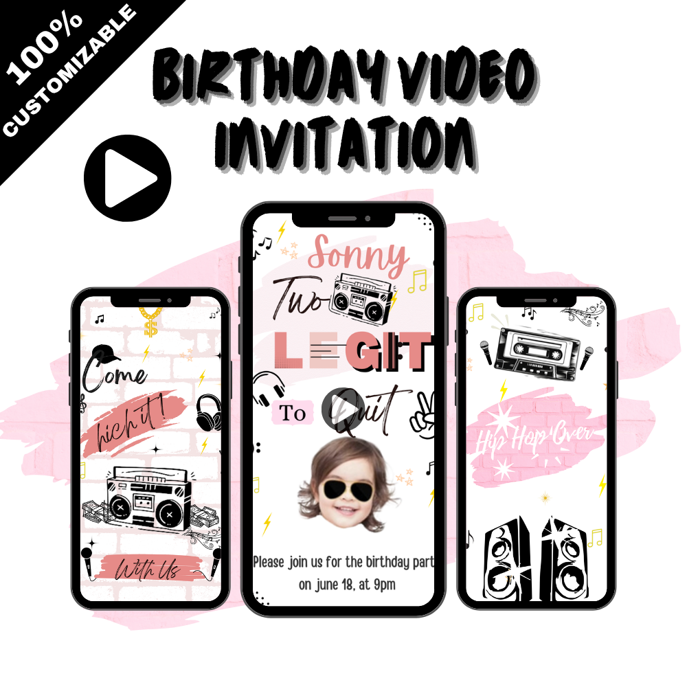 Two Legit Girl Birthday Party Video Invitation - Bold &amp; Cool Animated Invite For Kids