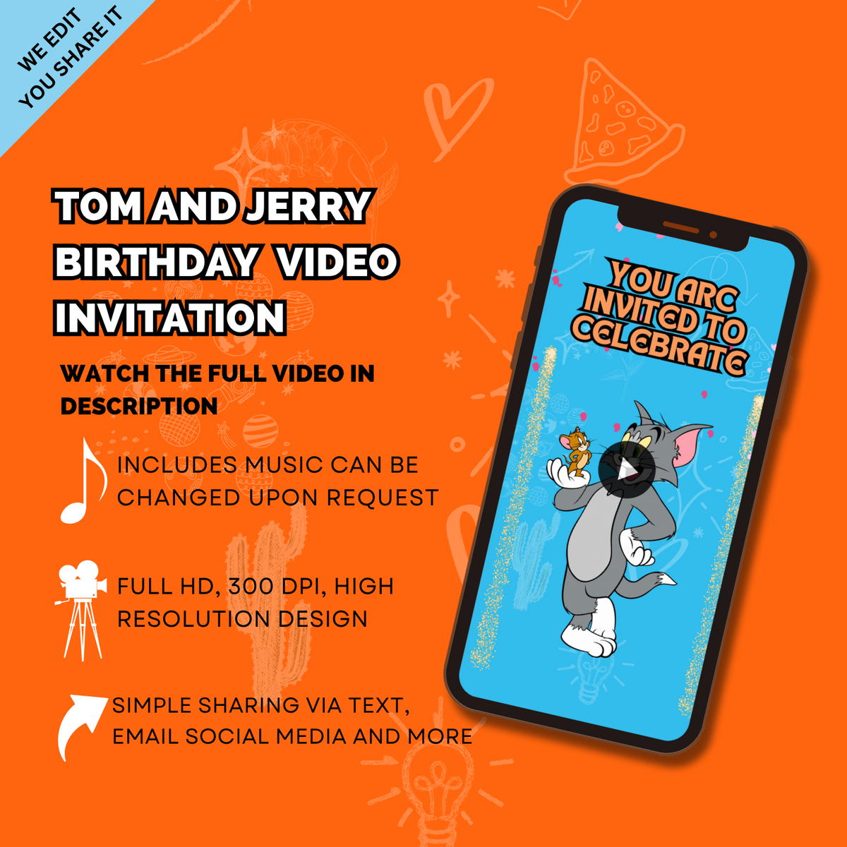 Tom &amp; Jerry Birthday Video Invitation – Classic Cartoon Digital Party Invite